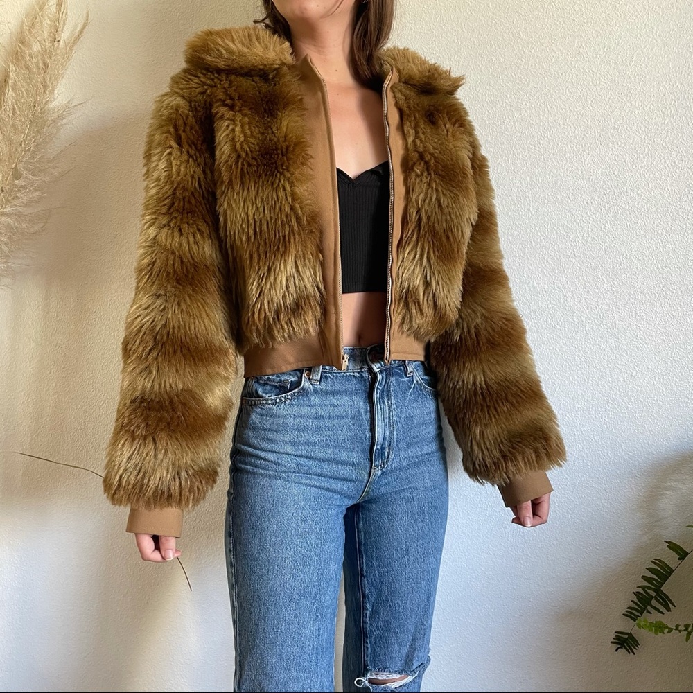 Vintage Faux Fur Women’s Bomber Jacket